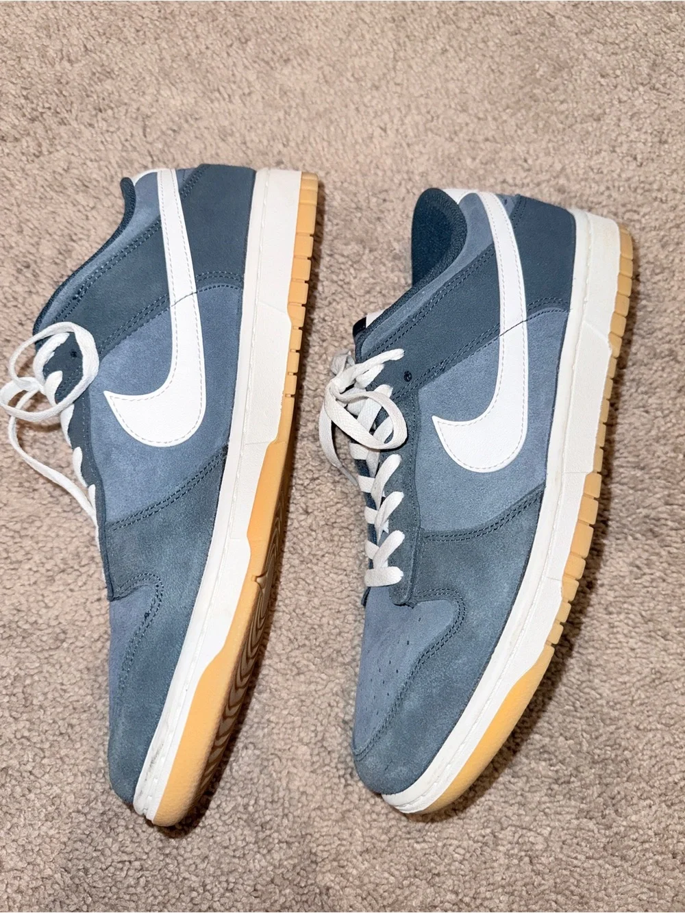 Nike Men’s Slate Blue Suede Low-Top Sneakers with White Swoosh